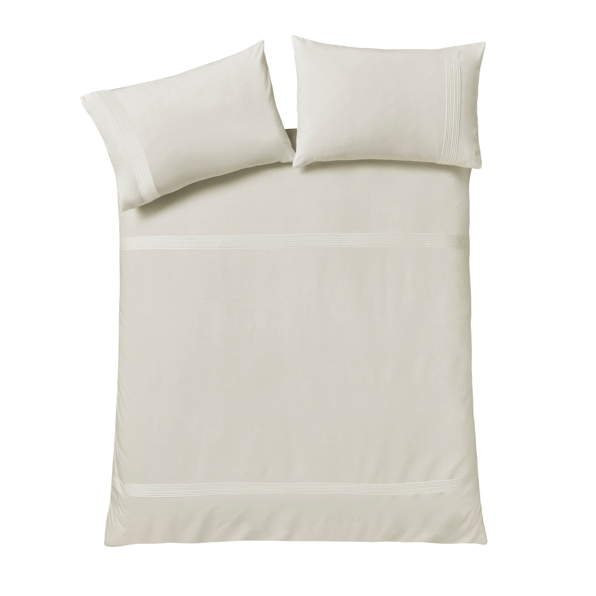 Catherine Lansfield Pintuck Easy Iron Percale Duvet Cover Set - Cream