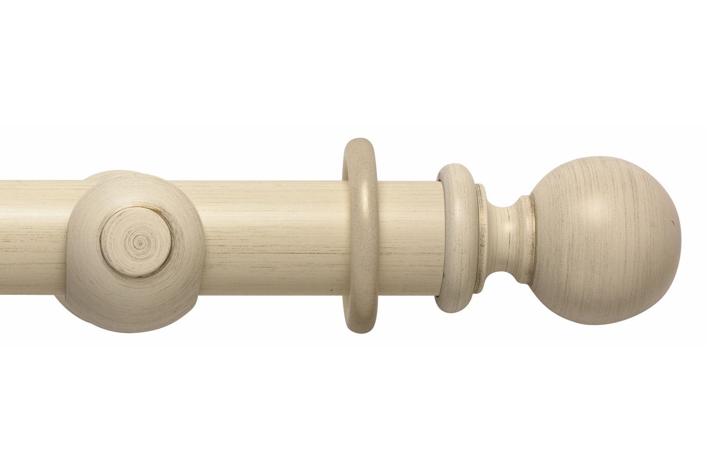 Hallis Modern Country Ball 45mm Wooden Curtain Pole - Brushed Cream