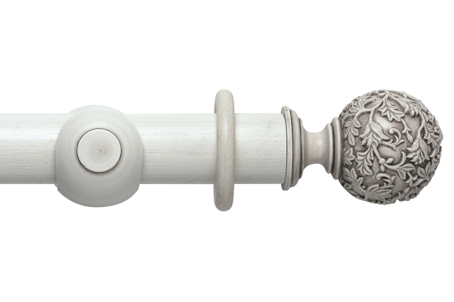 Hallis Modern Country Floral Ball 45mm Wooden Curtain Pole - Brushed Ivory
