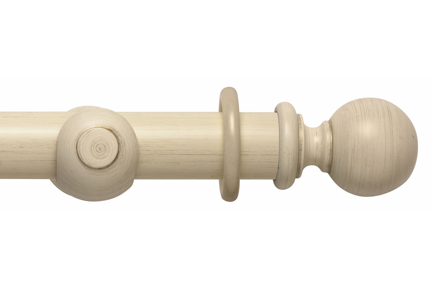 Hallis Modern Country Ball 55mm Wooden Curtain Pole - Brushed Cream