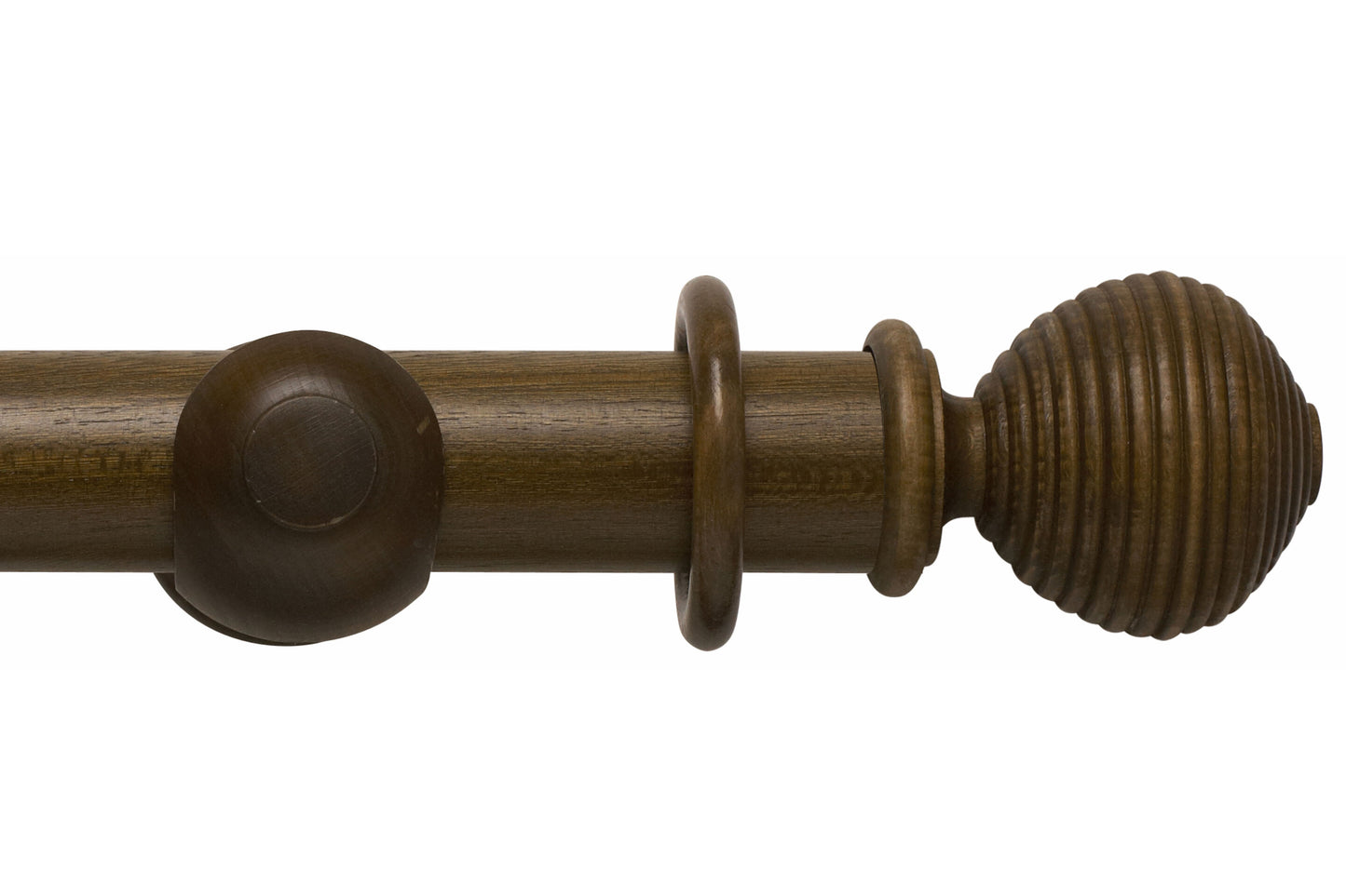 Hallis Modern Country Ribbed Ball 55mm Wooden Curtain Pole - Dark Oak