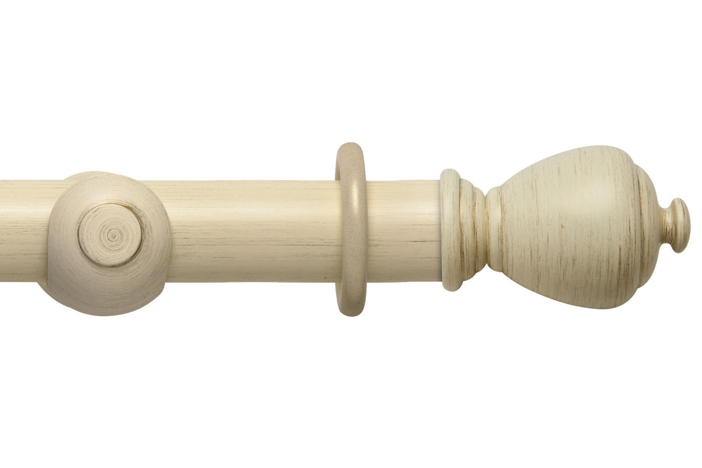 Hallis Modern Country Sugar Pot 45mm Wooden Curtain Pole - Brushed Cream