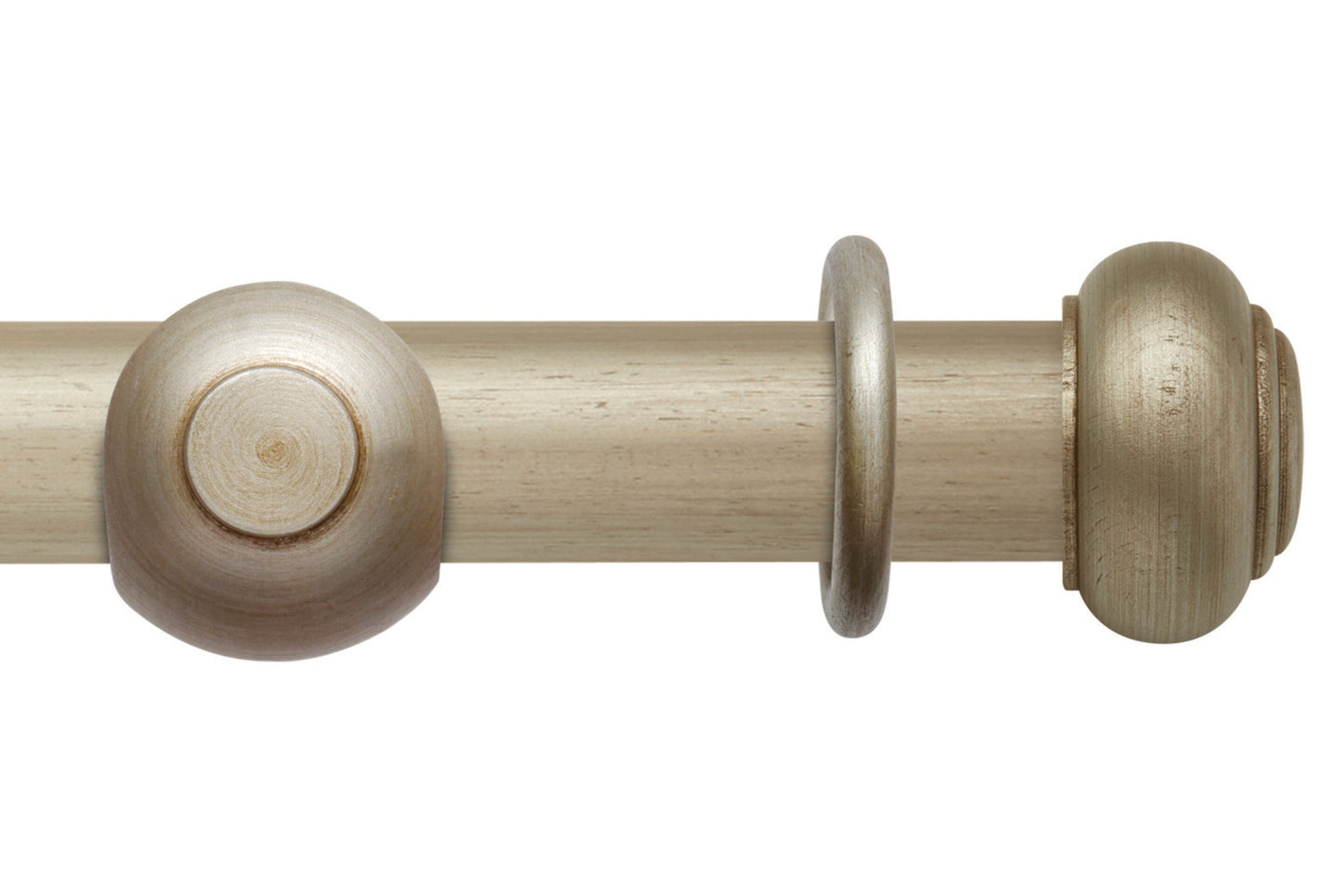 Hallis Modern Country Button 45mm Wooden Curtain Pole - Satin Silver