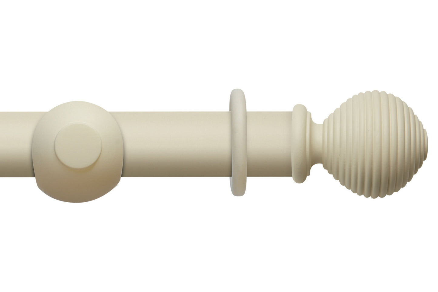 Hallis Modern Country Ribbed Ball 45mm Wooden Curtain Pole - Pearl