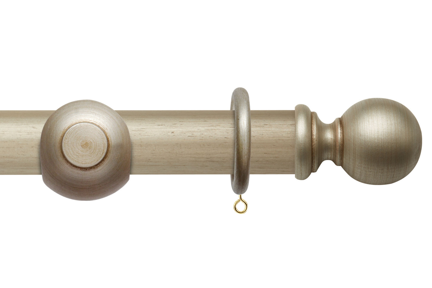 Hallis Modern Country Ball 55mm Wooden Curtain Pole - Satin Silver