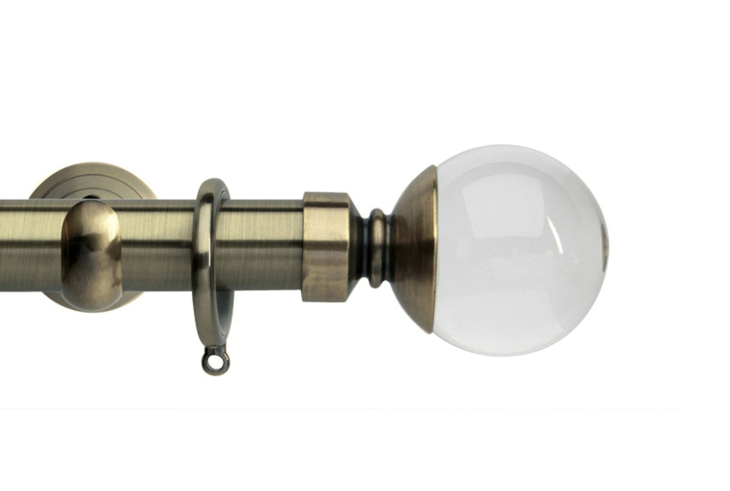 Hallis Neo Premium Clear Plain Ball 28mm Metal Curtain Pole (Cup Brackets) - Spun Brass