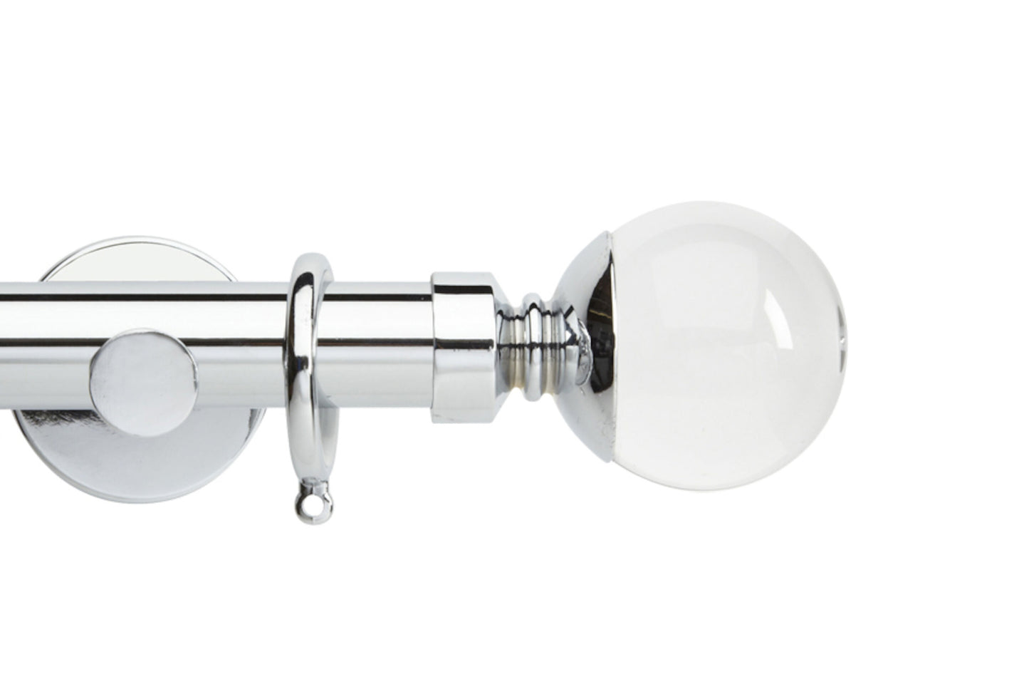 Hallis Neo Premium Clear Plain Ball 28mm Metal Curtain Pole (Cylinder Brackets) - Chrome