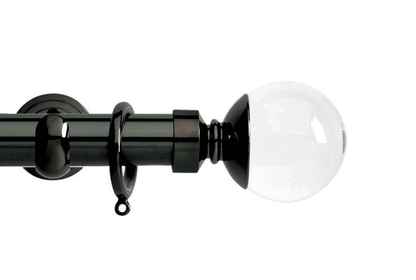 Hallis Neo Premium Clear Plain Ball 28mm Metal Curtain Pole (Cup Brackets) - Black Nickel