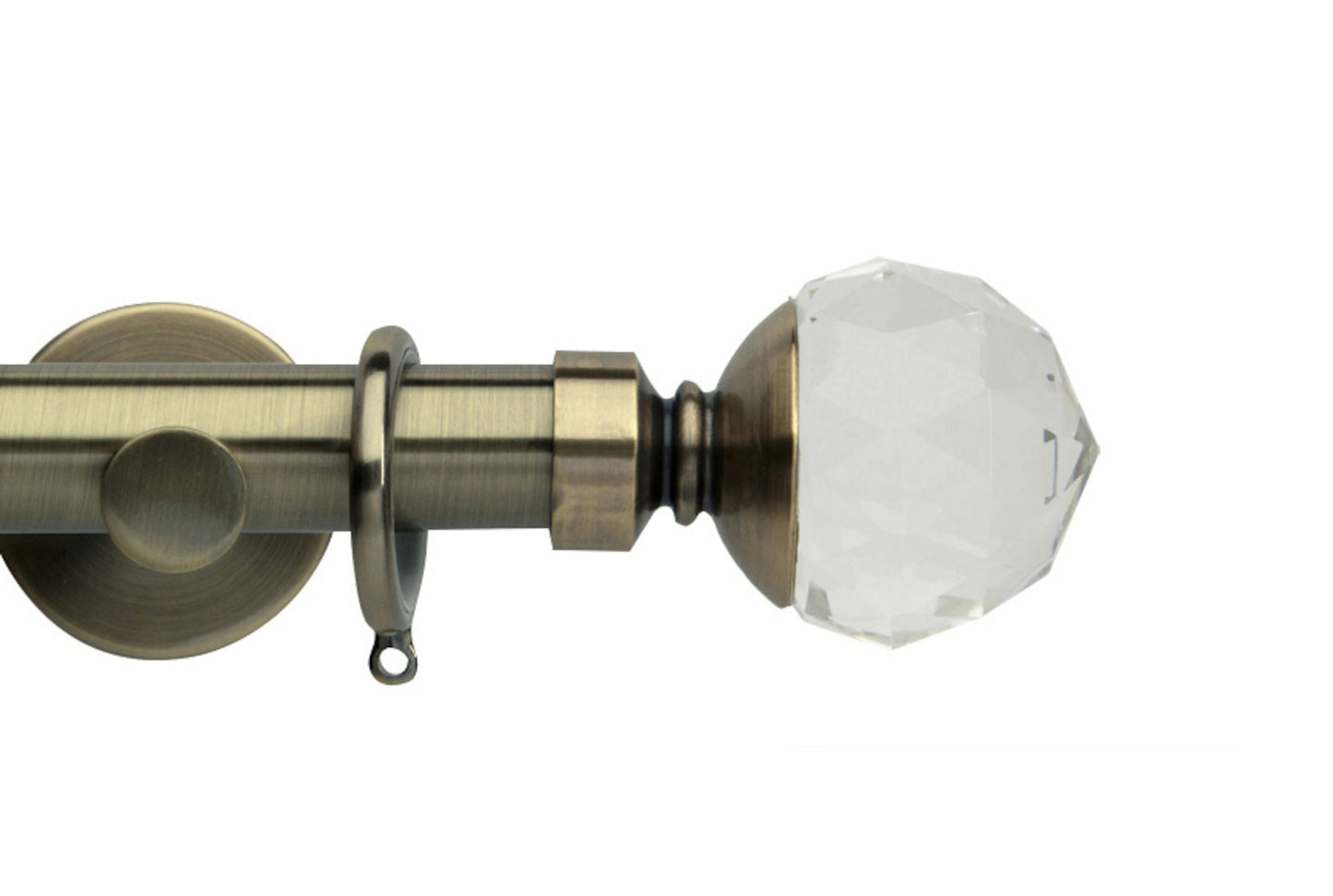 Hallis Neo Premium Clear Faceted Ball 28mm Metal Curtain Pole (Cylinder Brackets) - Spun Brass