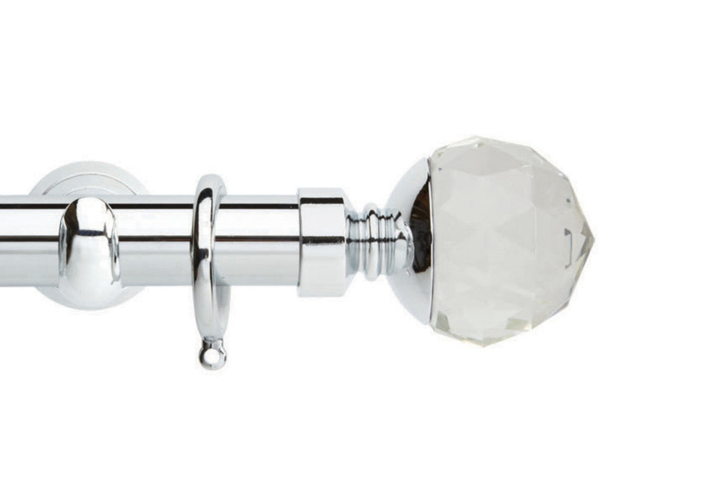 Hallis Neo Premium Clear Faceted Ball 28mm Metal Curtain Pole (Cup Brackets) - Chrome