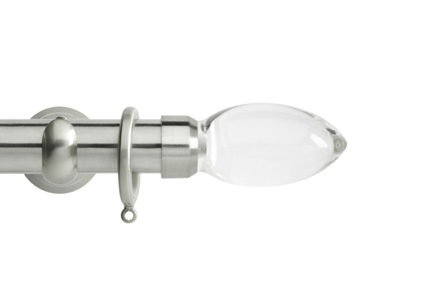 Hallis Neo Premium Clear Teardrop 28mm Metal Curtain Pole (Cup Brackets) - Stainless Steel