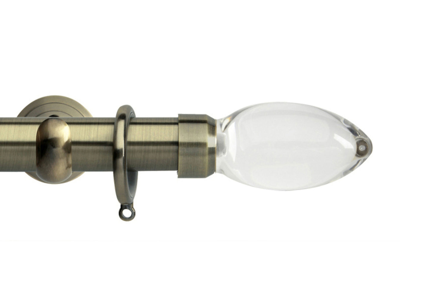 Hallis Neo Premium Clear Teardrop 28mm Metal Curtain Pole (Cup Brackets) - Spun Brass