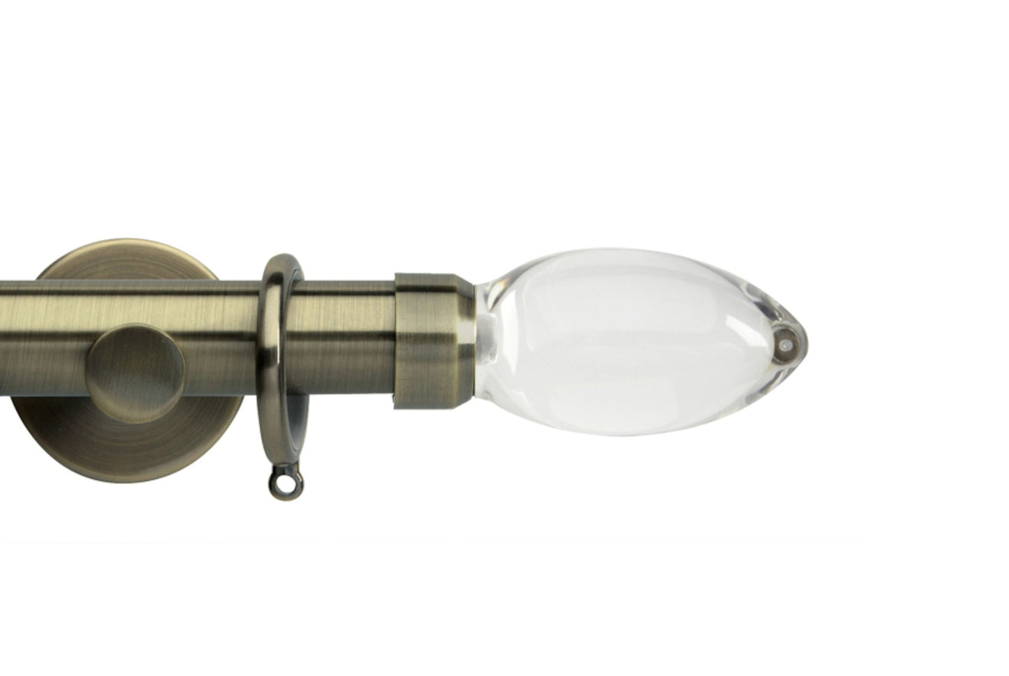 Hallis Neo Premium Clear Teardrop 28mm Metal Curtain Pole (Cylinder Brackets) - Spun Brass
