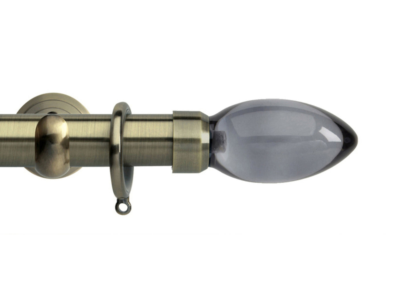 Hallis Neo Premium Smoke Teardrop 28mm Metal Curtain Pole (Cup Brackets) - Spun Brass