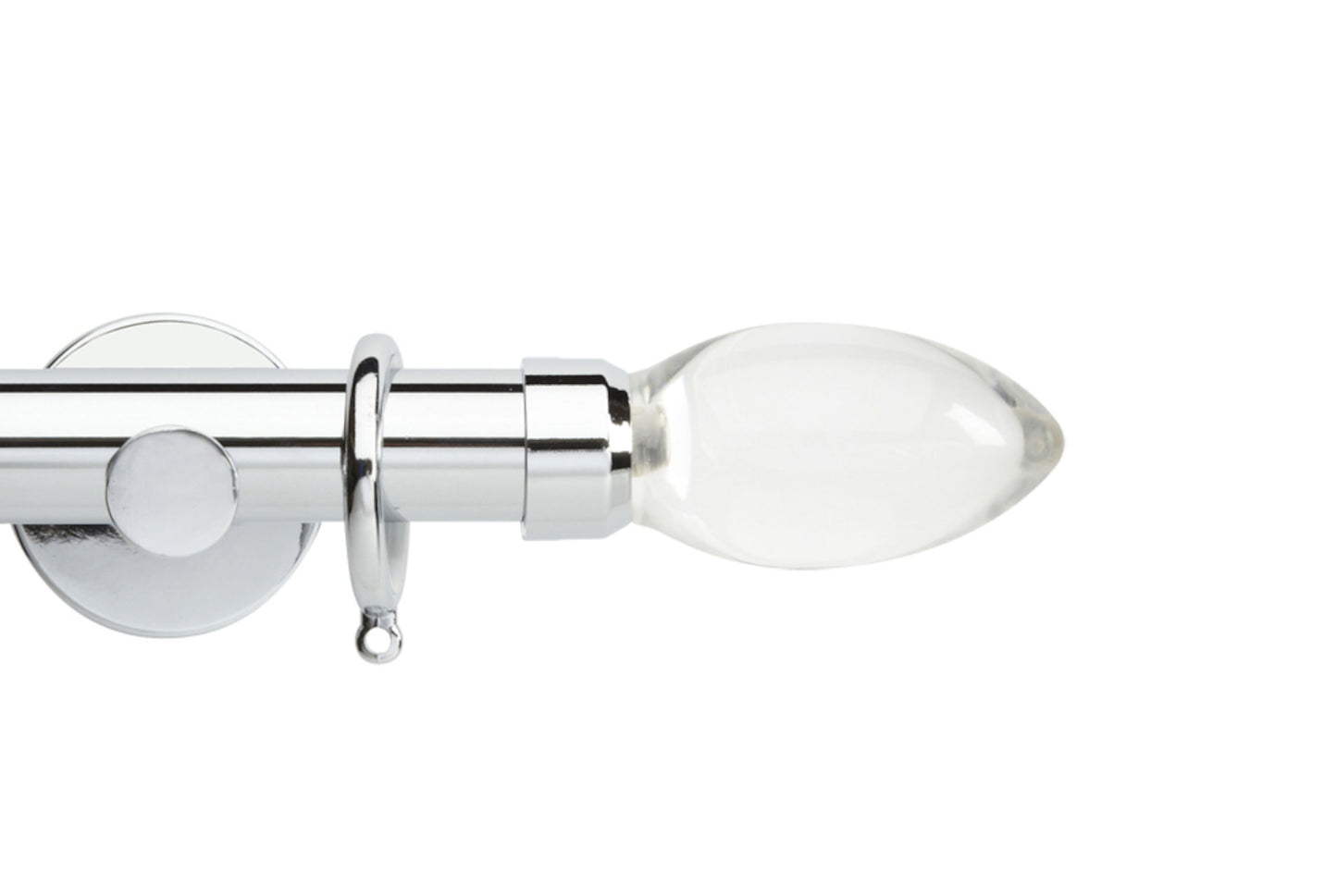 Hallis Neo Premium Clear Teardrop 28mm Metal Curtain Pole (Cylinder Brackets) - Chrome