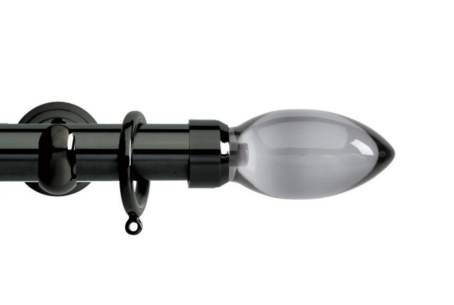 Hallis Neo Premium Smoke Teardrop 28mm Metal Curtain Pole (Cup Brackets) - Black Nickel