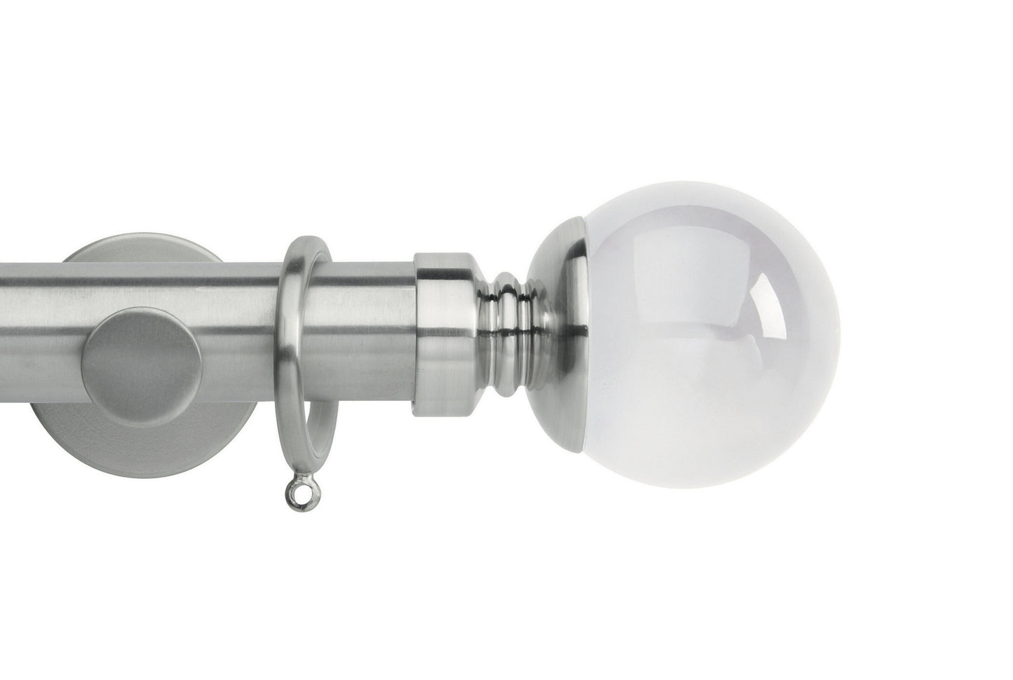 Hallis Neo Premium Clear Plain Ball 35mm Metal Curtain Pole - Stainless Steel