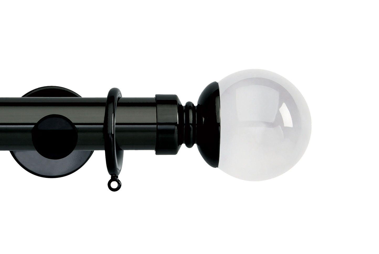 Hallis Neo Premium Clear Plain Ball 35mm Metal Curtain Pole - Black Nickel