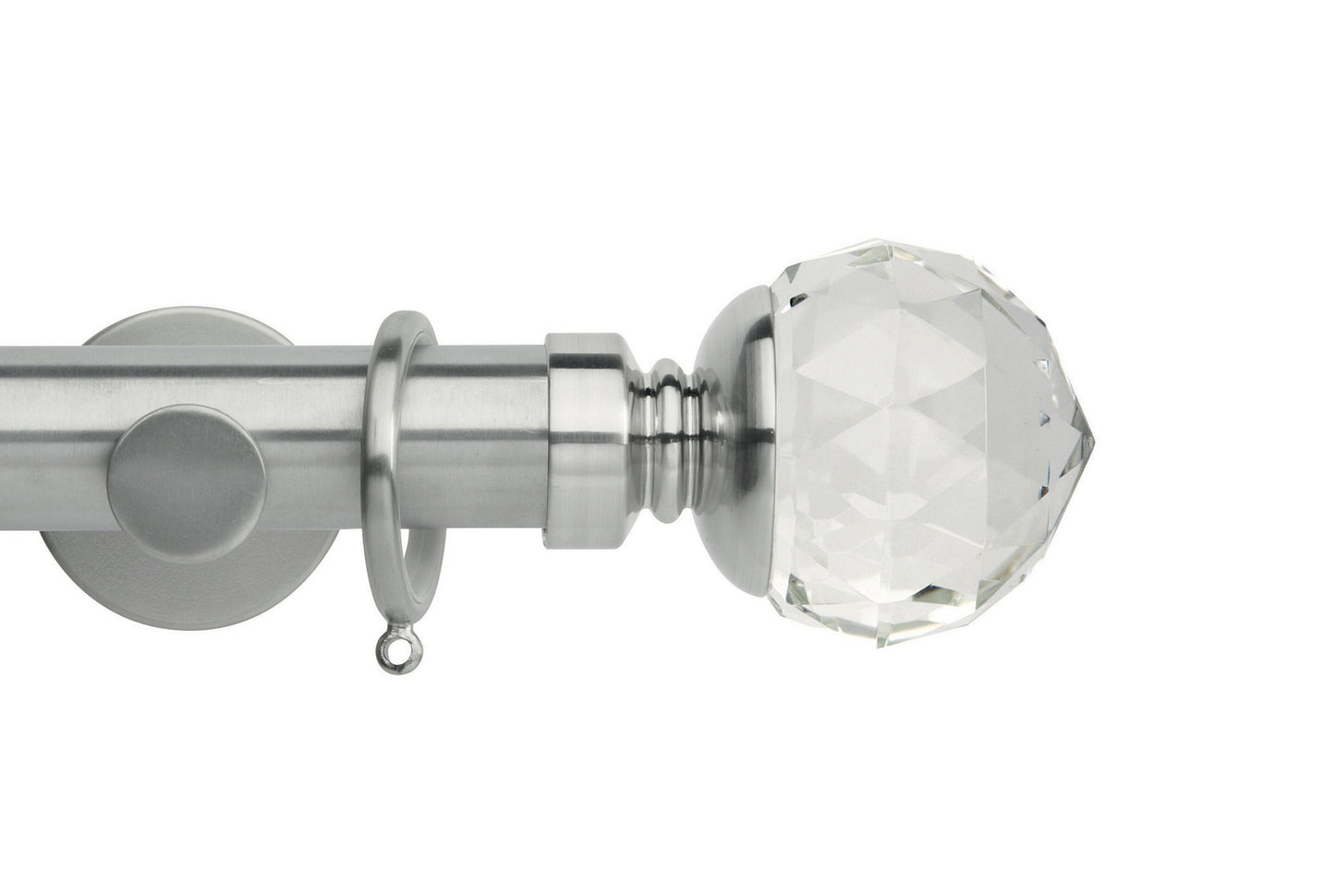 Hallis Neo Premium Clear Faceted Ball 35mm Metal Curtain Pole - Stainless Steel