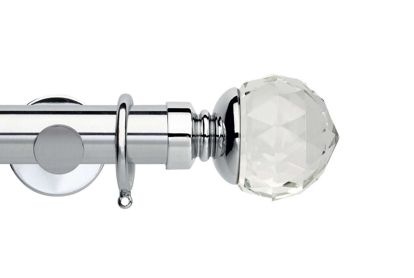 Hallis Neo Premium Clear Faceted Ball 35mm Metal Curtain Pole - Chrome