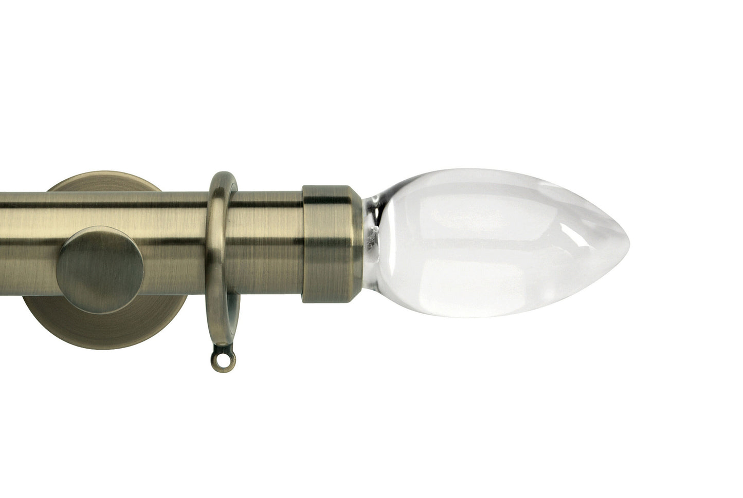 Hallis Neo Premium Clear Teardrop 35mm Metal Curtain Pole - Spun Brass