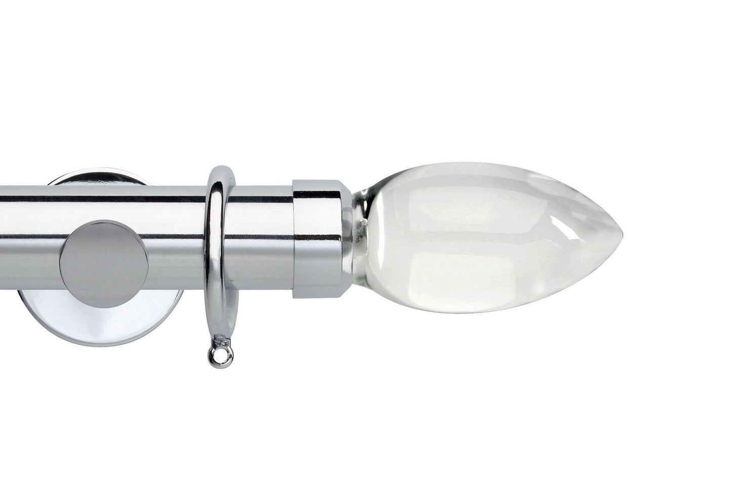 Hallis Neo Premium Clear Teardrop 35mm Metal Curtain Pole - Chrome