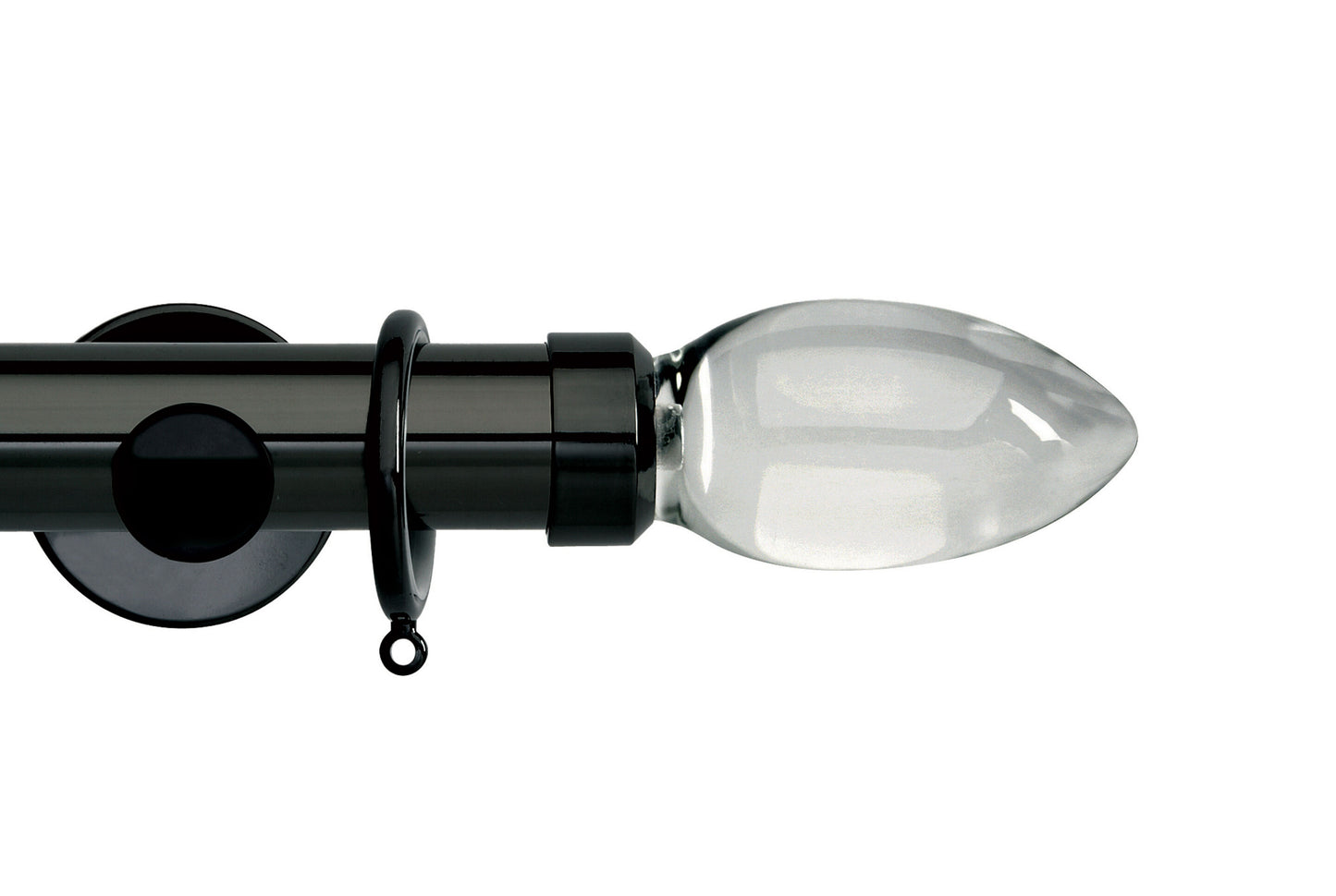 Hallis Neo Premium Clear Teardrop 35mm Metal Curtain Pole - Black Nickel