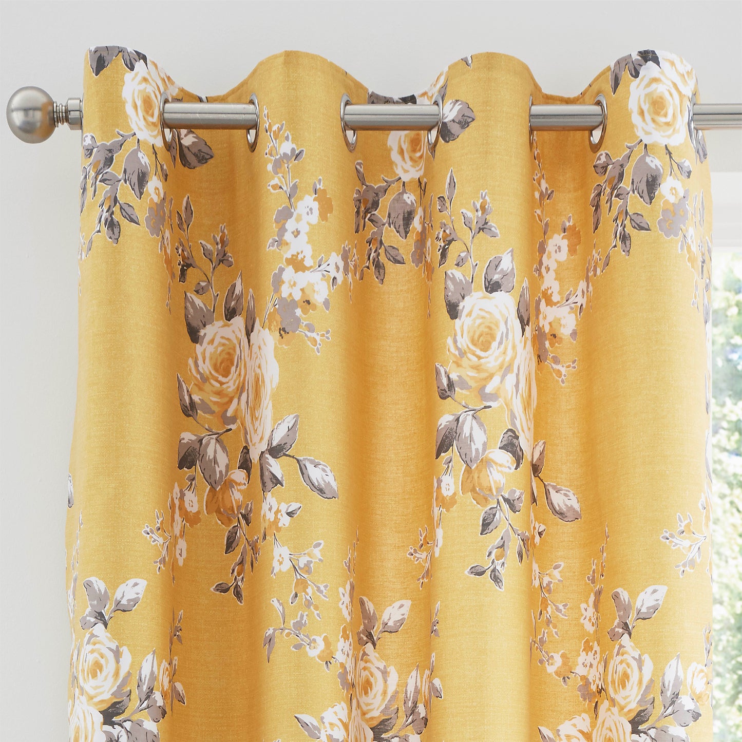 Catherine Lansfield Canterbury Eyelet Curtains - Ochre