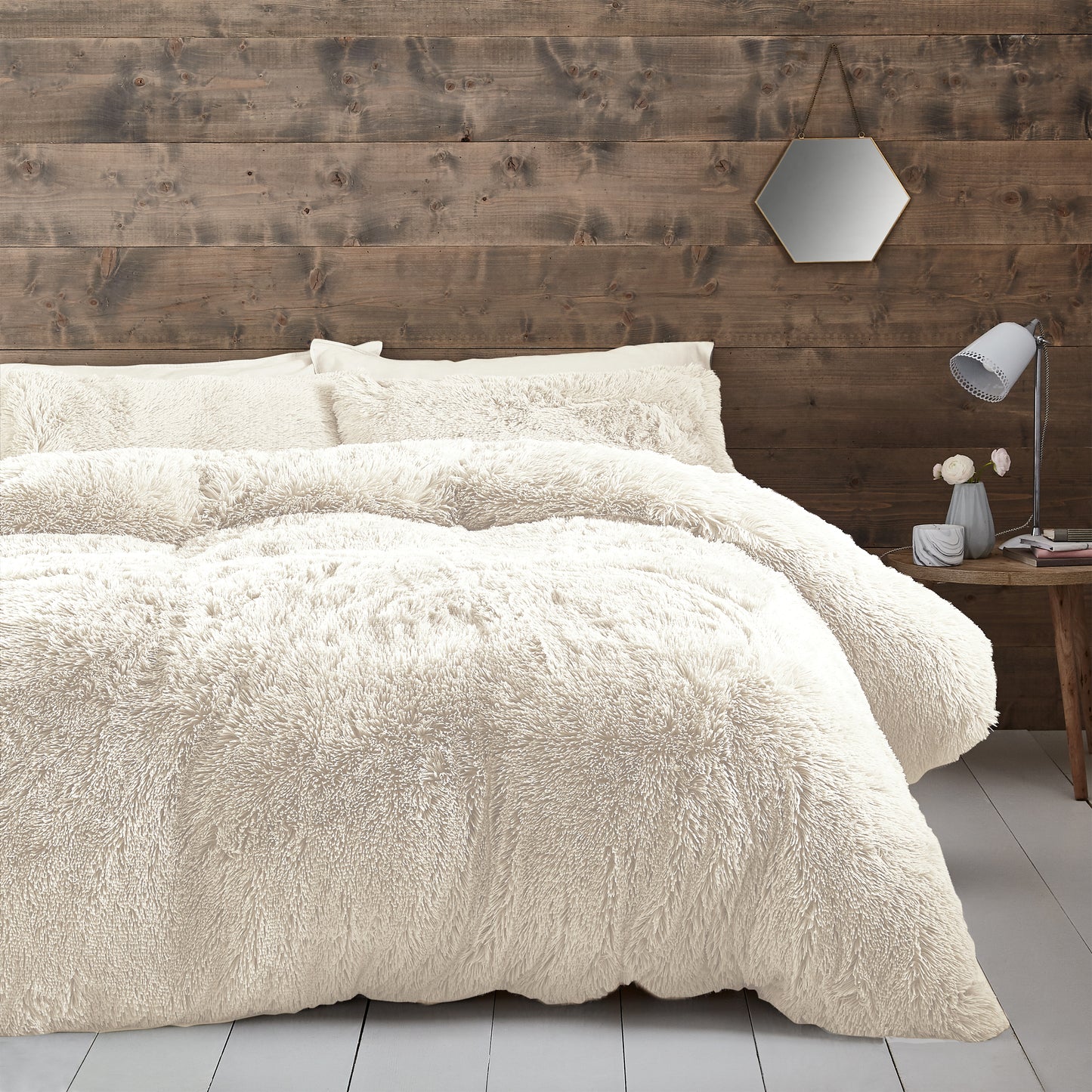 Catherine Lansfield Cuddly Duvet Cover Set - Cream