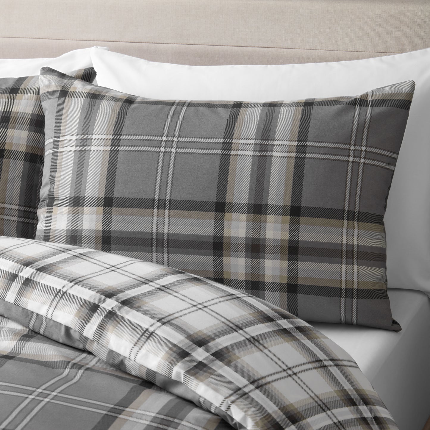 Catherine Lansfield Kelso Check Duvet Cover Set - Charcoal