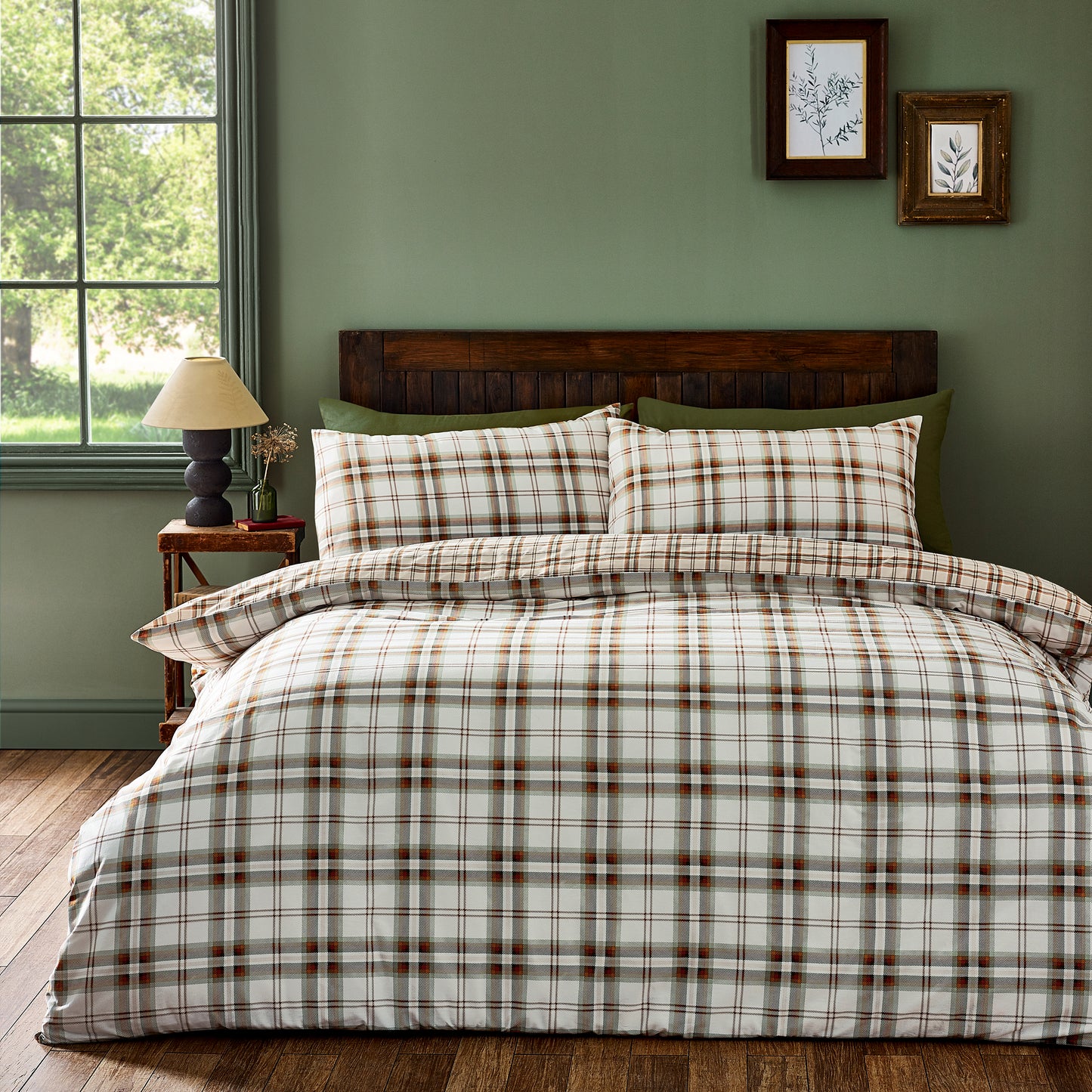 Catherine Lansfield Kelso Check Duvet Cover Set - Burnt Orange