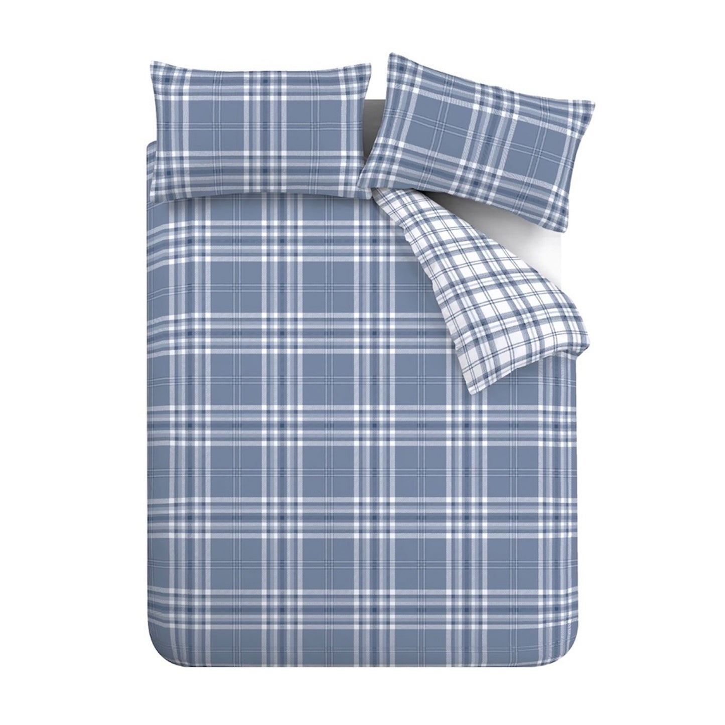 Catherine Lansfield Kelso Check Duvet Cover Set - Lansfield Blue