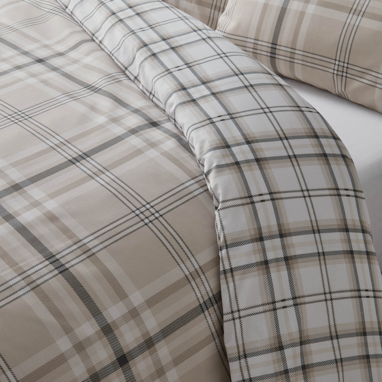Catherine Lansfield Kelso Check Duvet Cover Set - Natural