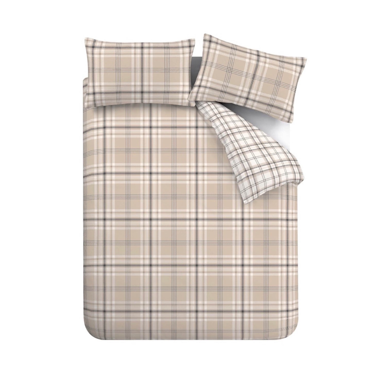Catherine Lansfield Kelso Check Duvet Cover Set - Natural