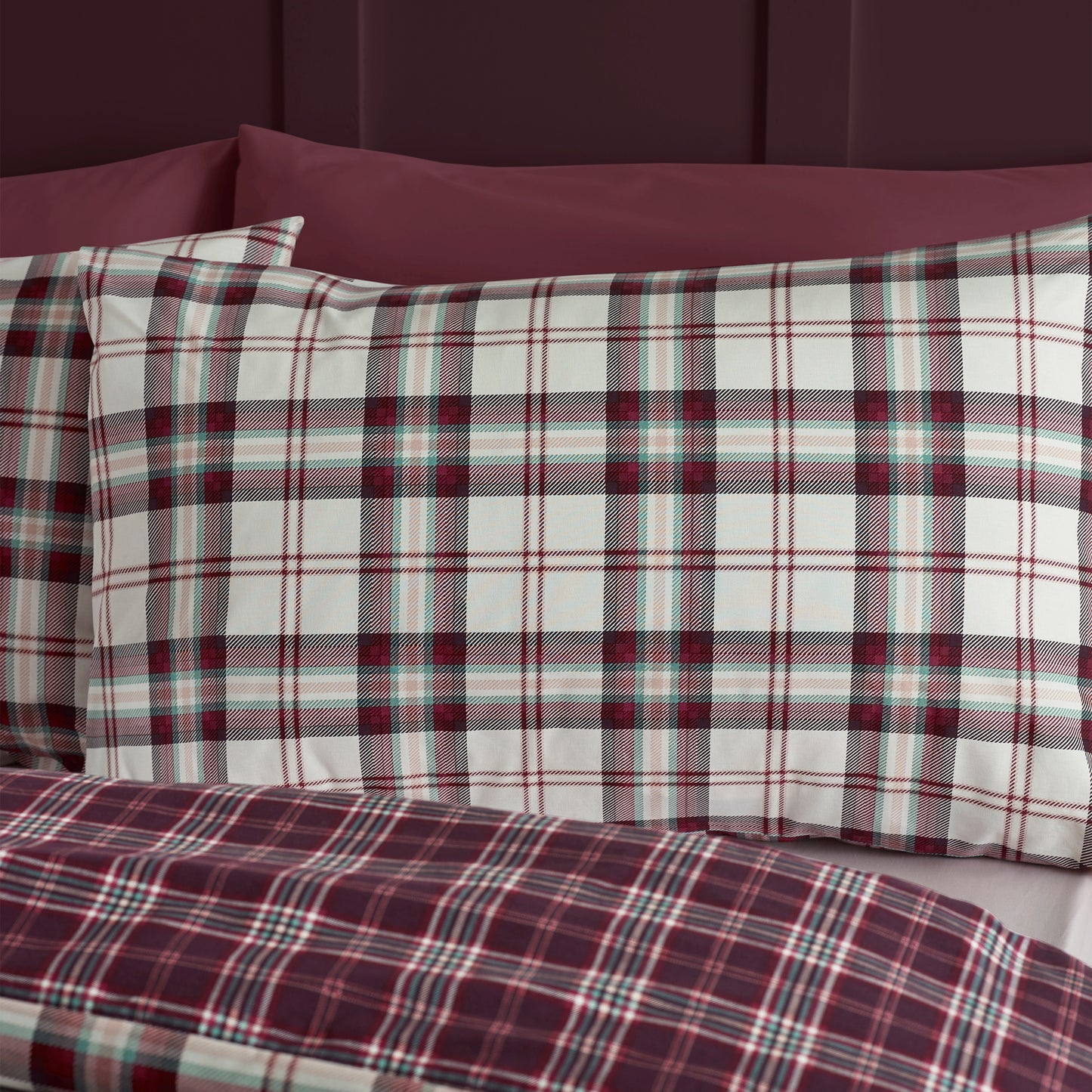 Catherine Lansfield Kelso Check Duvet Cover Set - Plum