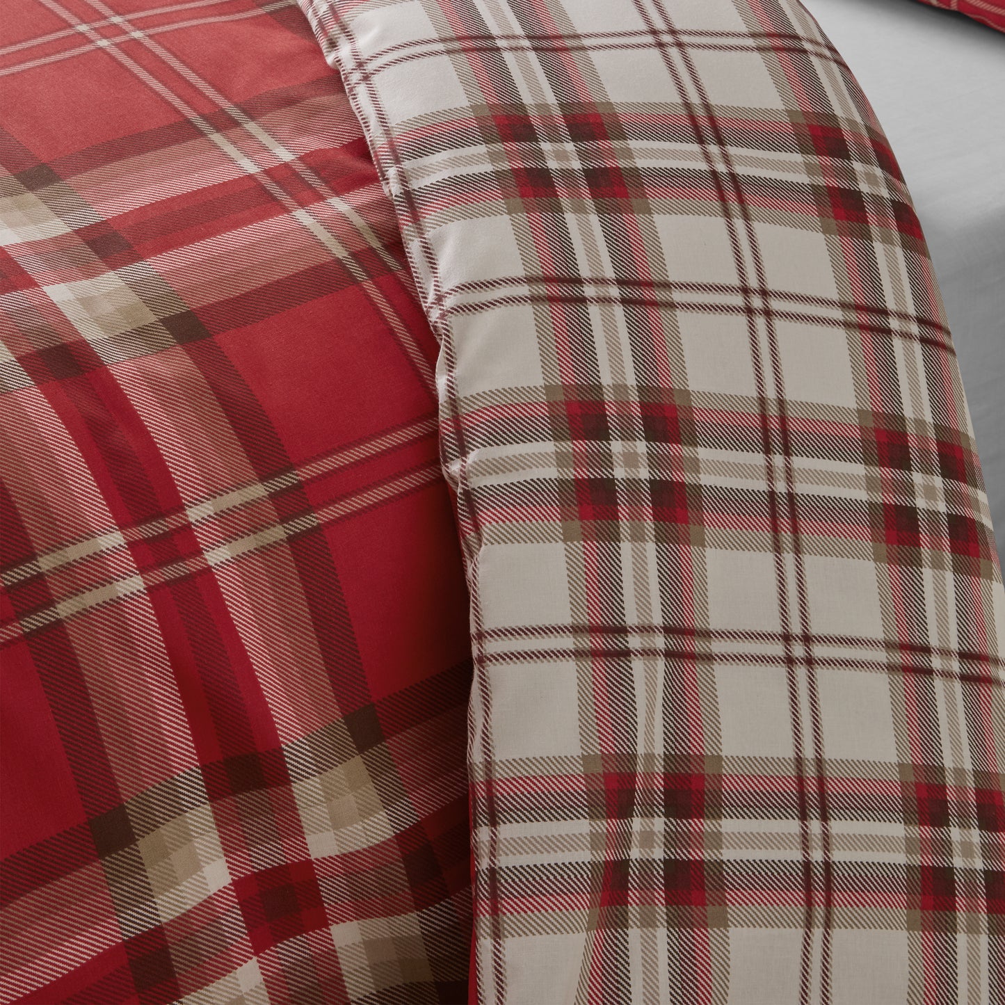 Catherine Lansfield Kelso Check Duvet Cover Set - Red