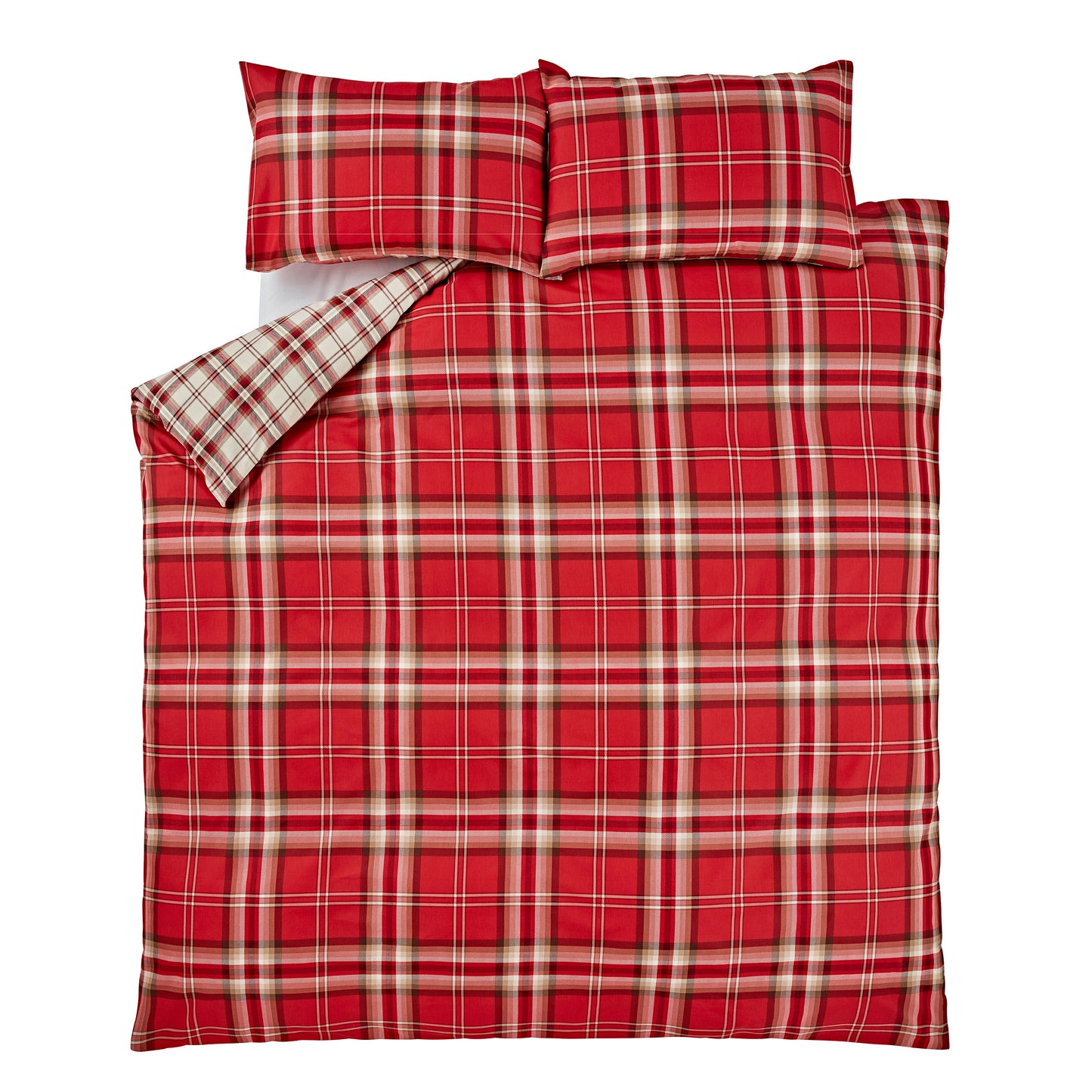 Catherine Lansfield Kelso Check Duvet Cover Set - Red