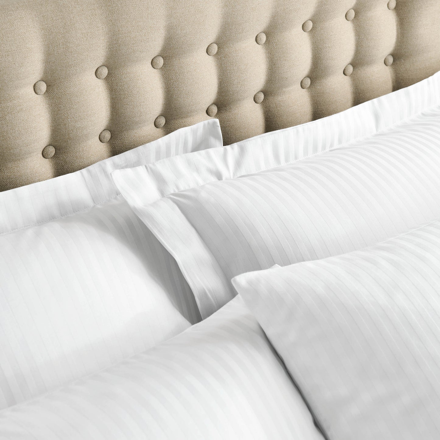 Catherine Lansfield 300TC Satin Stripe Fitted Sheet - White