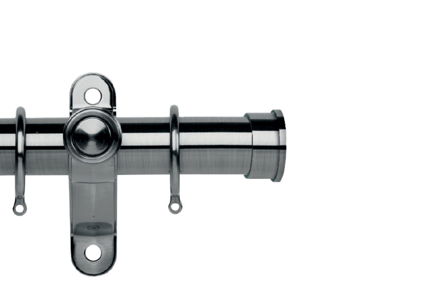 Hallis Galleria Metals End Cap 35mm Metal Curtain Pole - Brushed Silver