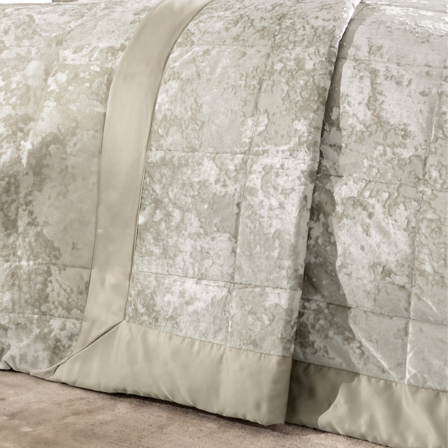 Catherine Lansfield Crushed Velvet Bedspread - Natural