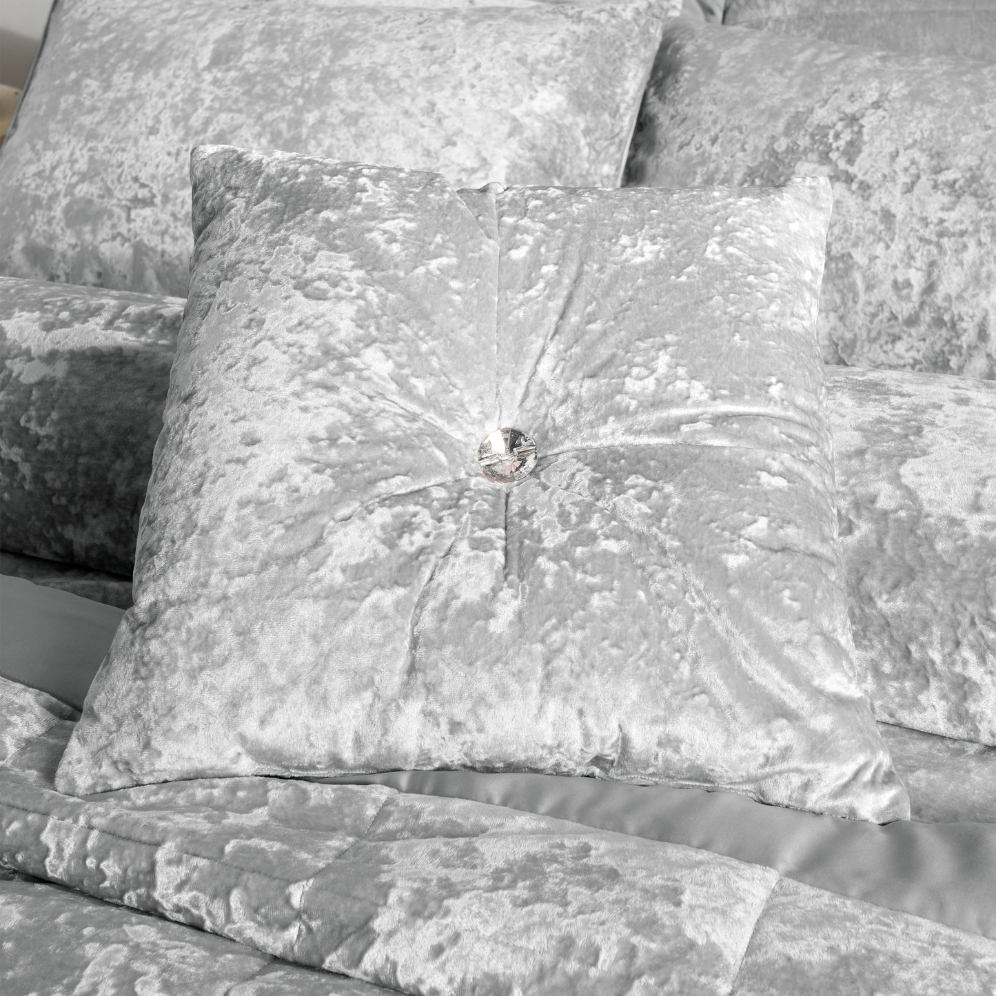 Catherine Lansfield Crushed Velvet Filled Cushion 45cm x 45cm - Silver