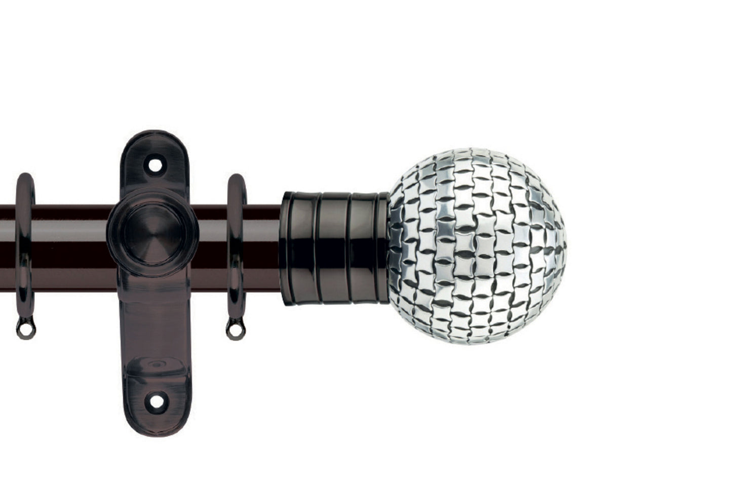 Hallis Galleria Square Studded Ball 35mm Metal Curtain Pole - Black Nickel