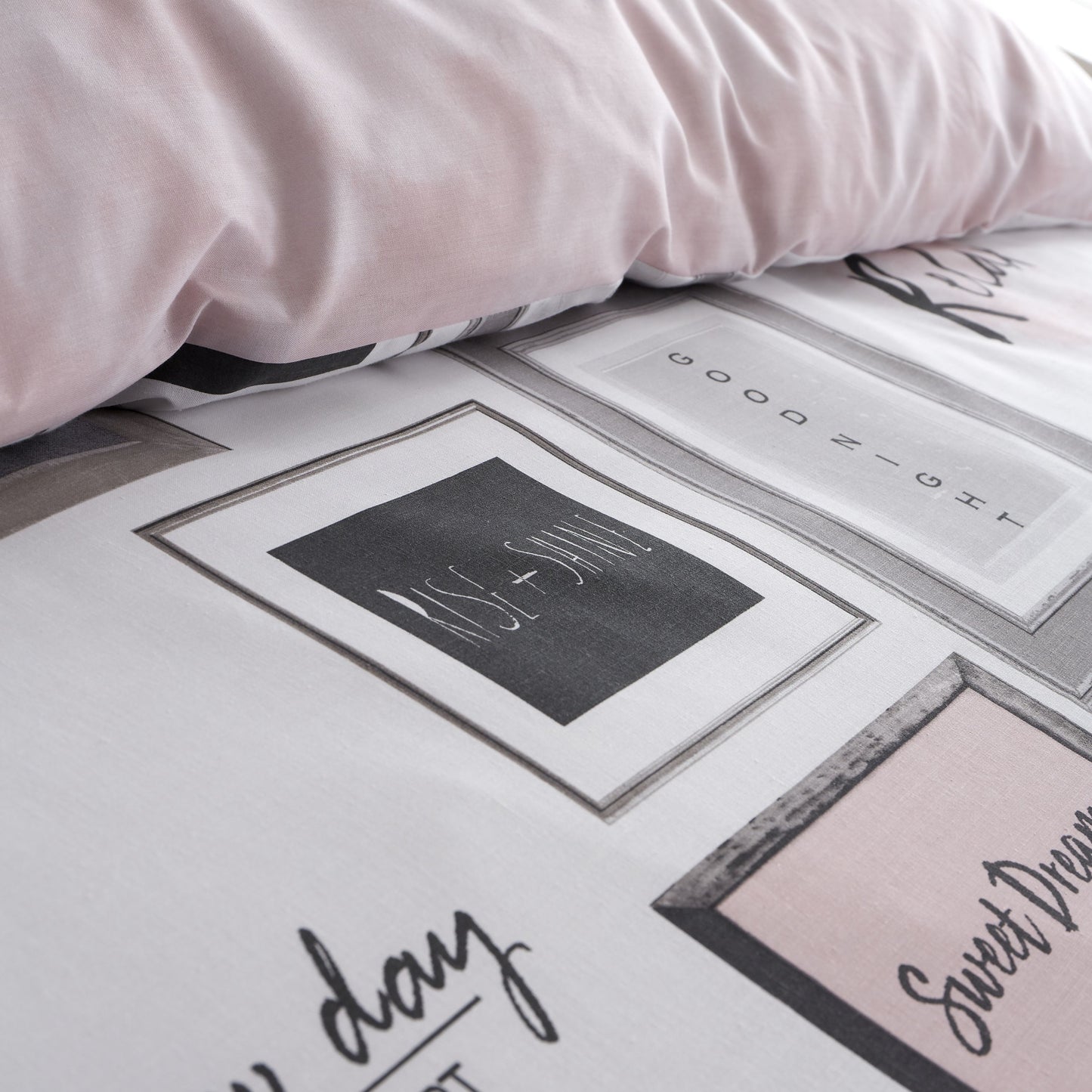 Catherine Lansfield Sleep Dreams Duvet Cover Set - Blush