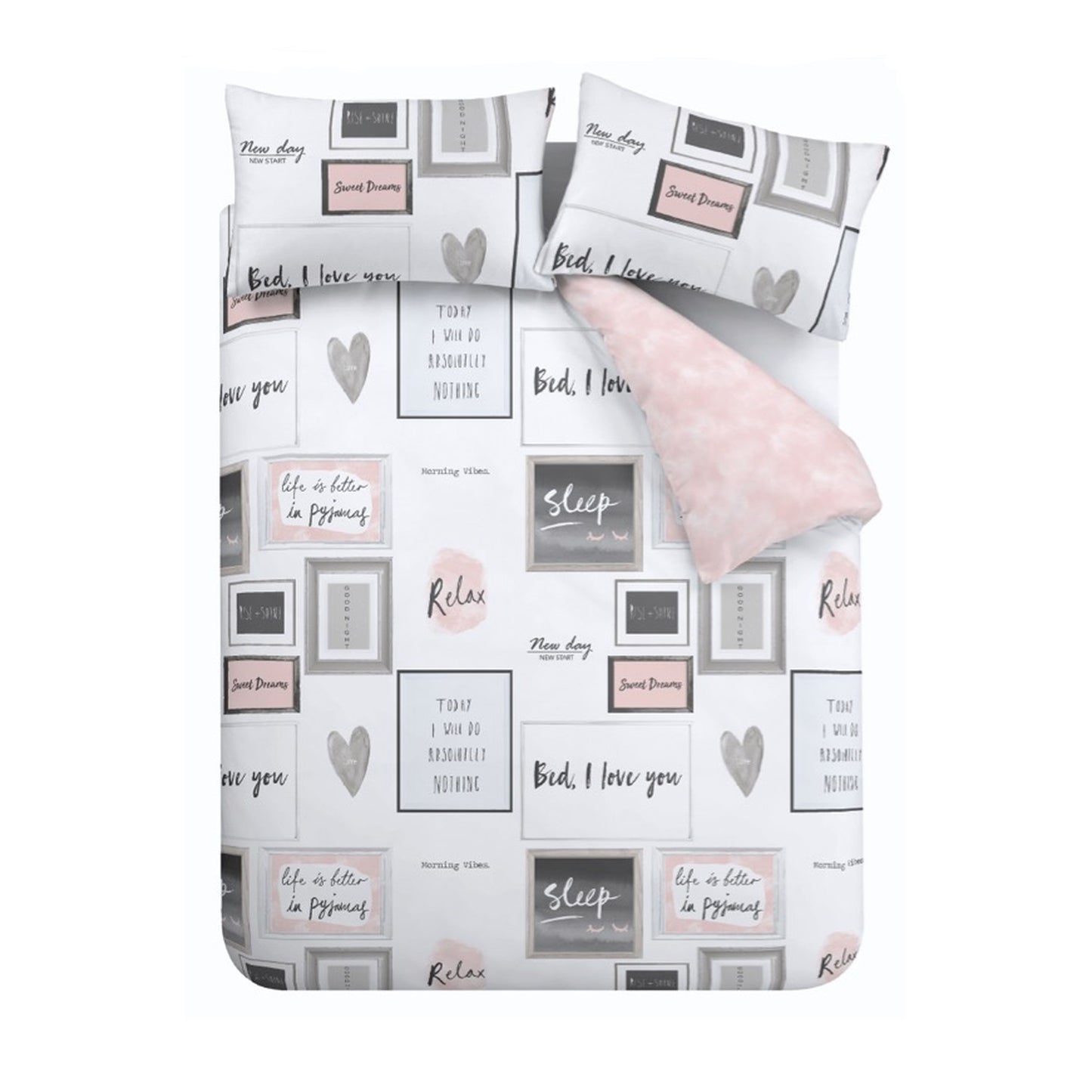 Catherine Lansfield Sleep Dreams Duvet Cover Set - Blush