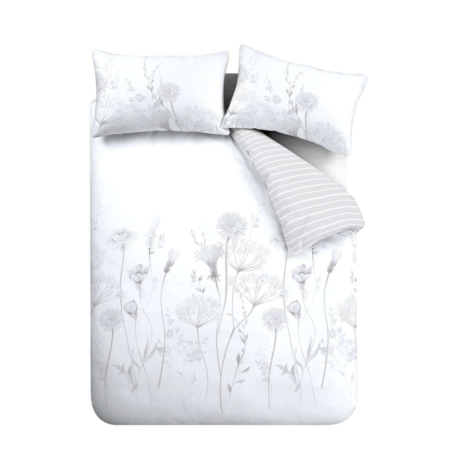 Catherine Lansfield Meadowsweet Floral Duvet Cover Set - White/Grey