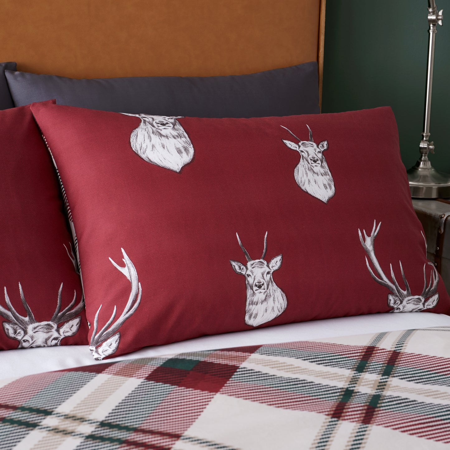 Catherine Lansfield Munro Stag Check Duvet Cover Set