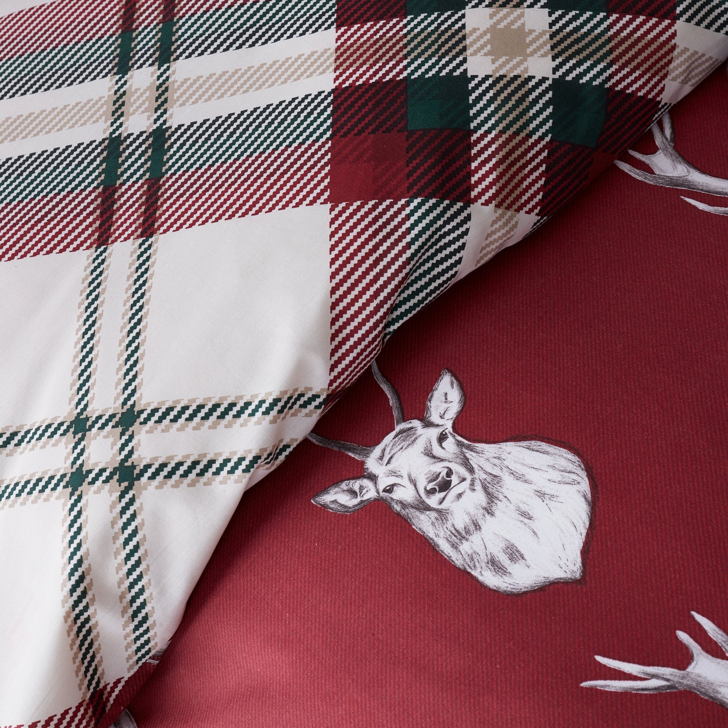 Catherine Lansfield Munro Stag Check Duvet Cover Set