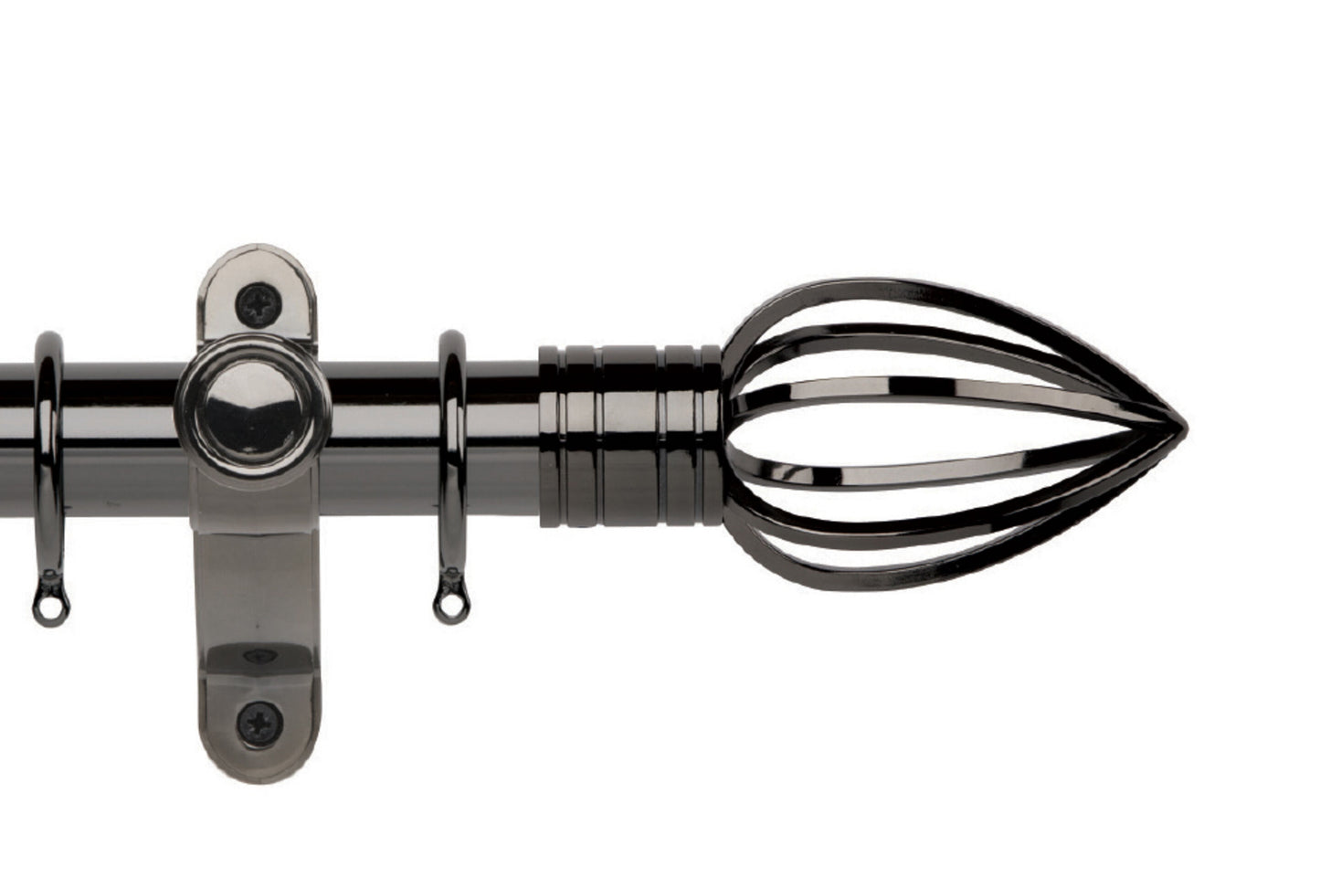 Hallis Galleria Metals Caged Spear 35mm Metal Curtain Pole - Black Nickel