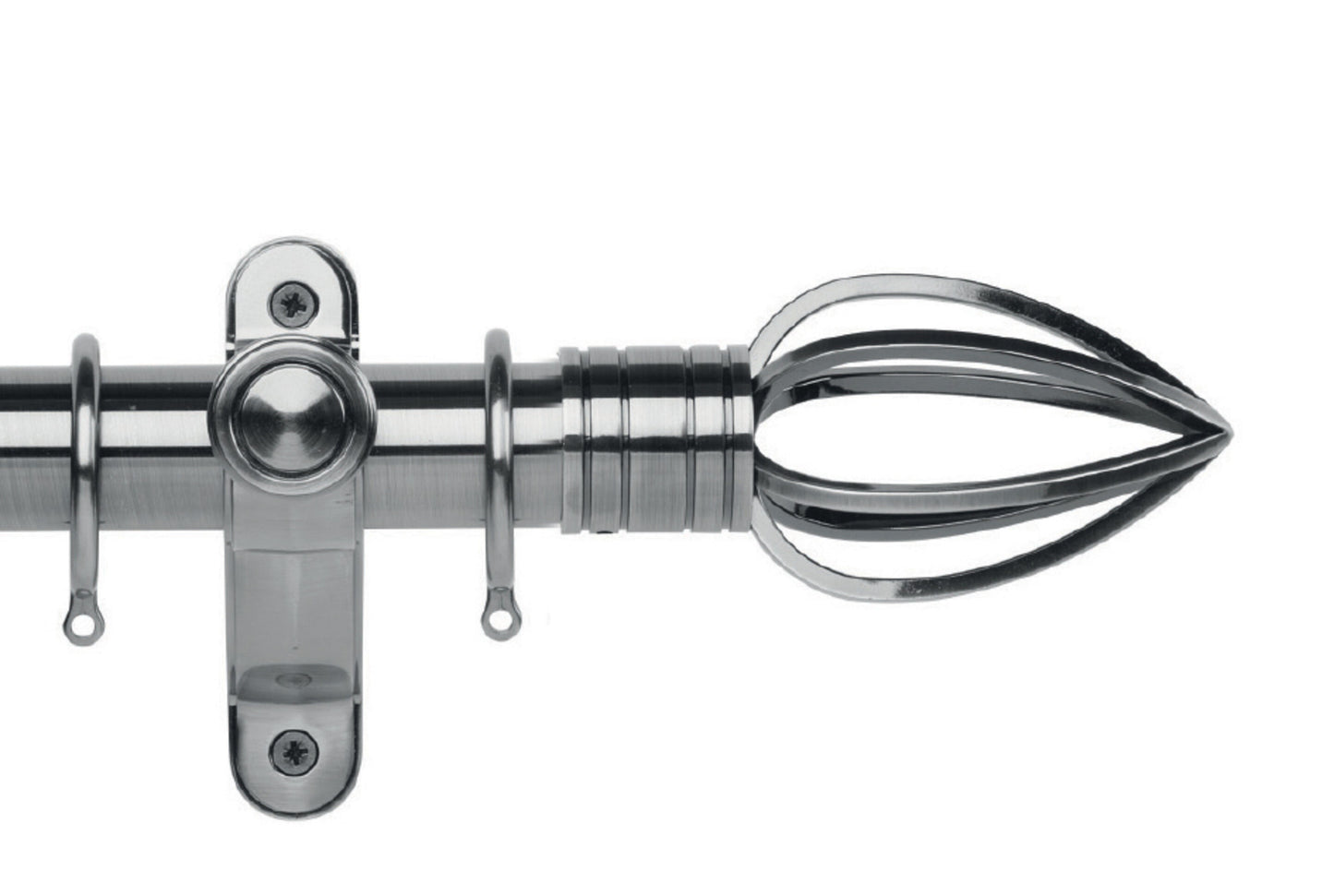 Hallis Galleria Metals Caged Spear 35mm Metal Curtain Pole - Brushed Silver