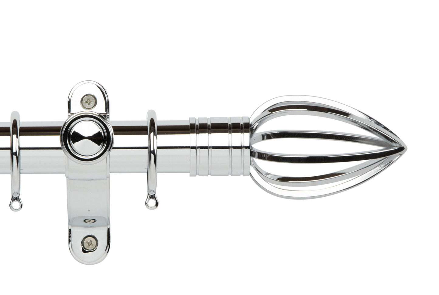 Hallis Galleria Metals Caged Spear 50mm Metal Curtain Pole - Chrome
